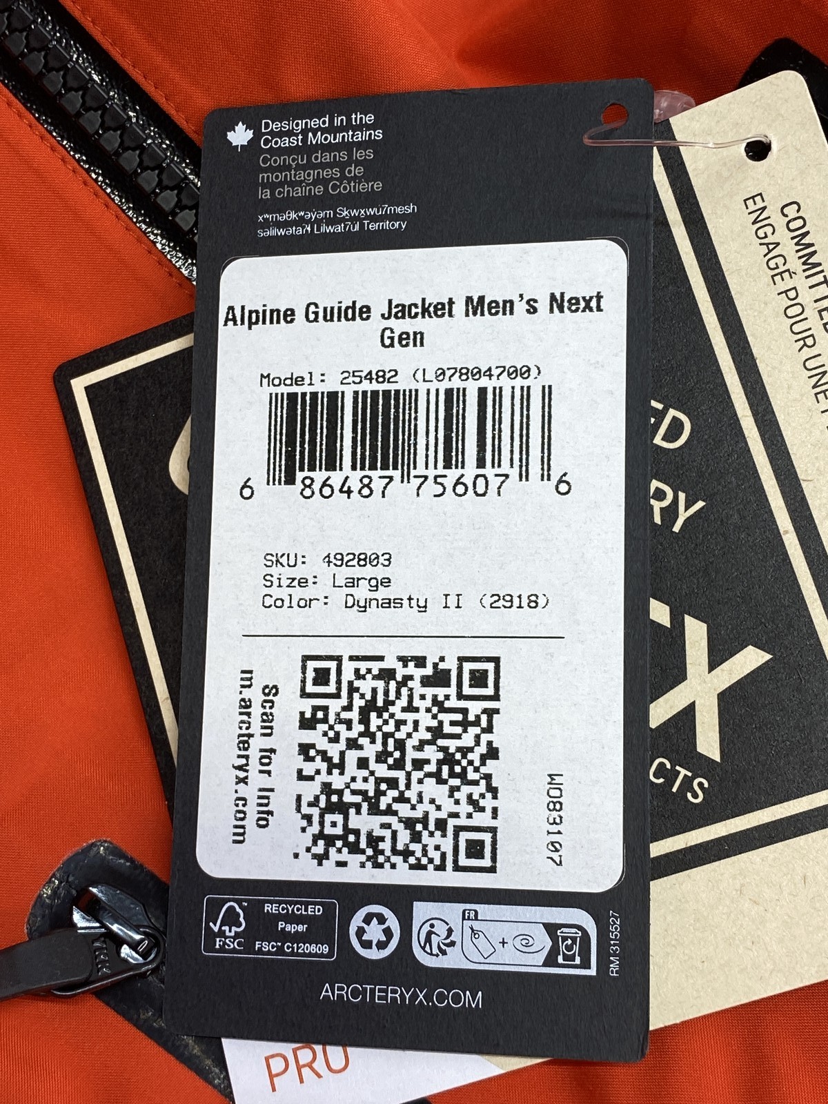 Arc'teryx Mens Jacket Dynasty Red Size L Alpine Guide Next Gen Hooded Full Zip thumbnail 13