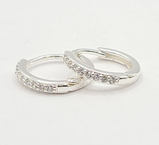 16mm Zircon 925 Sterling Silver Huggie Hoop Earrings Set