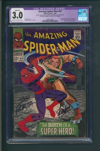 AMAZING SPIDER-MAN #42 CGC 3.0 STAN LEE & JOHN ROMITA AUTOGRAPHED!