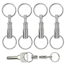4 Pcs Quick Release Keychain-detachable Pull Apart Keychain silver Detachable