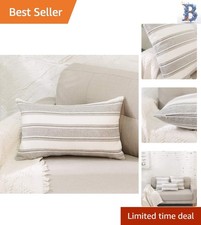 Modern Multi-Color Stripe Lumbar Pillow Cover - 12" x 18" Elegant Design