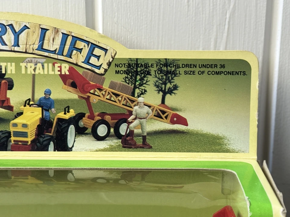 Vintage 1992 New-Ray 04413 Country-Life Die-Cast Red Tractor w/ Conveyer Trailer - Image 3 of 4