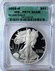 2005 W $1 ICG PR70 DCAM Graded American Silver Eagle 1 oz. 999 Silver