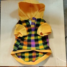 Suéter para Perros Dorado Cuadros Polar Sudadera con Capucha Chaqueta Med con Arnés Ojales para Paseos