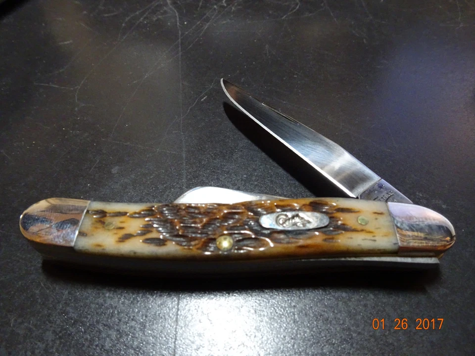 CASE XX POCKET KNIFE 3 5/8" MED. STOCKMAN AMBER BONE HANDLE CS BLADES CA-039 - Image 3 of 4