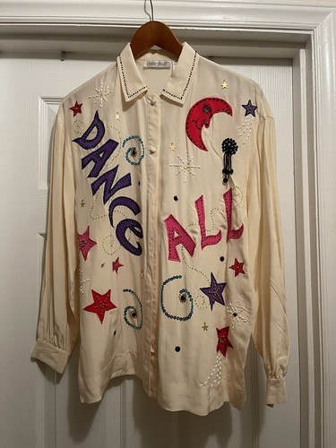 Women's Vintage Dance All Night Top Marc D'Alcy 90s Vivid Colors WOW 1980s