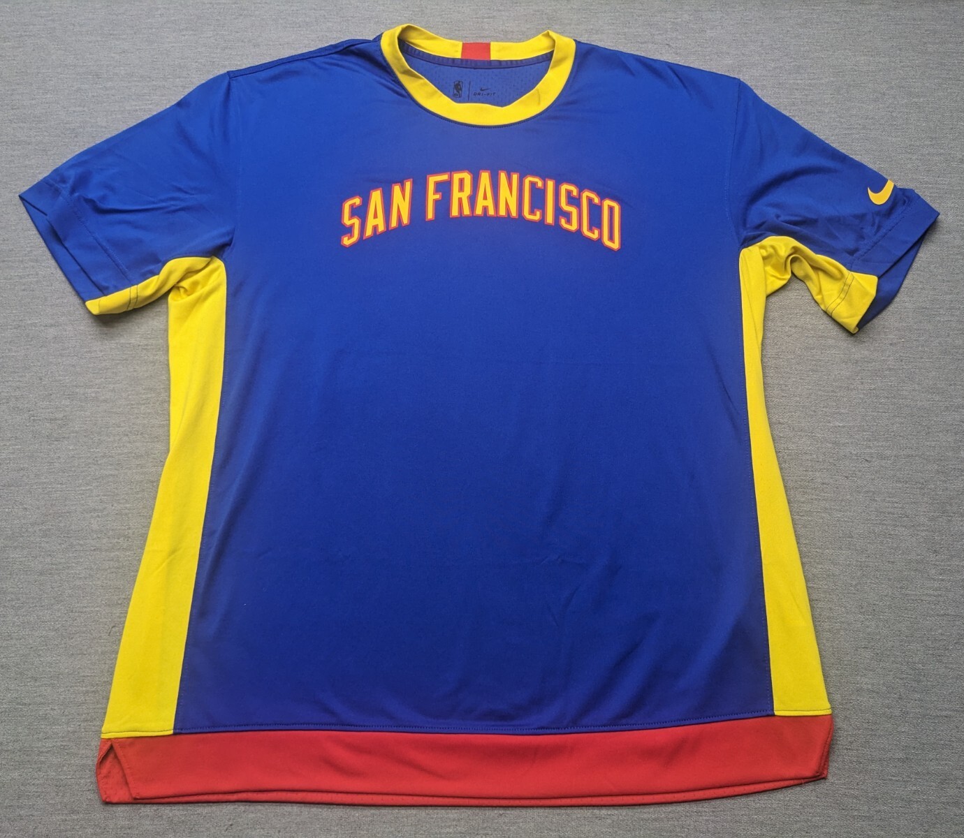 Nike Golden State Warriors Royal Hardwood Classic Warm Up Shooting Shirt Men's L
