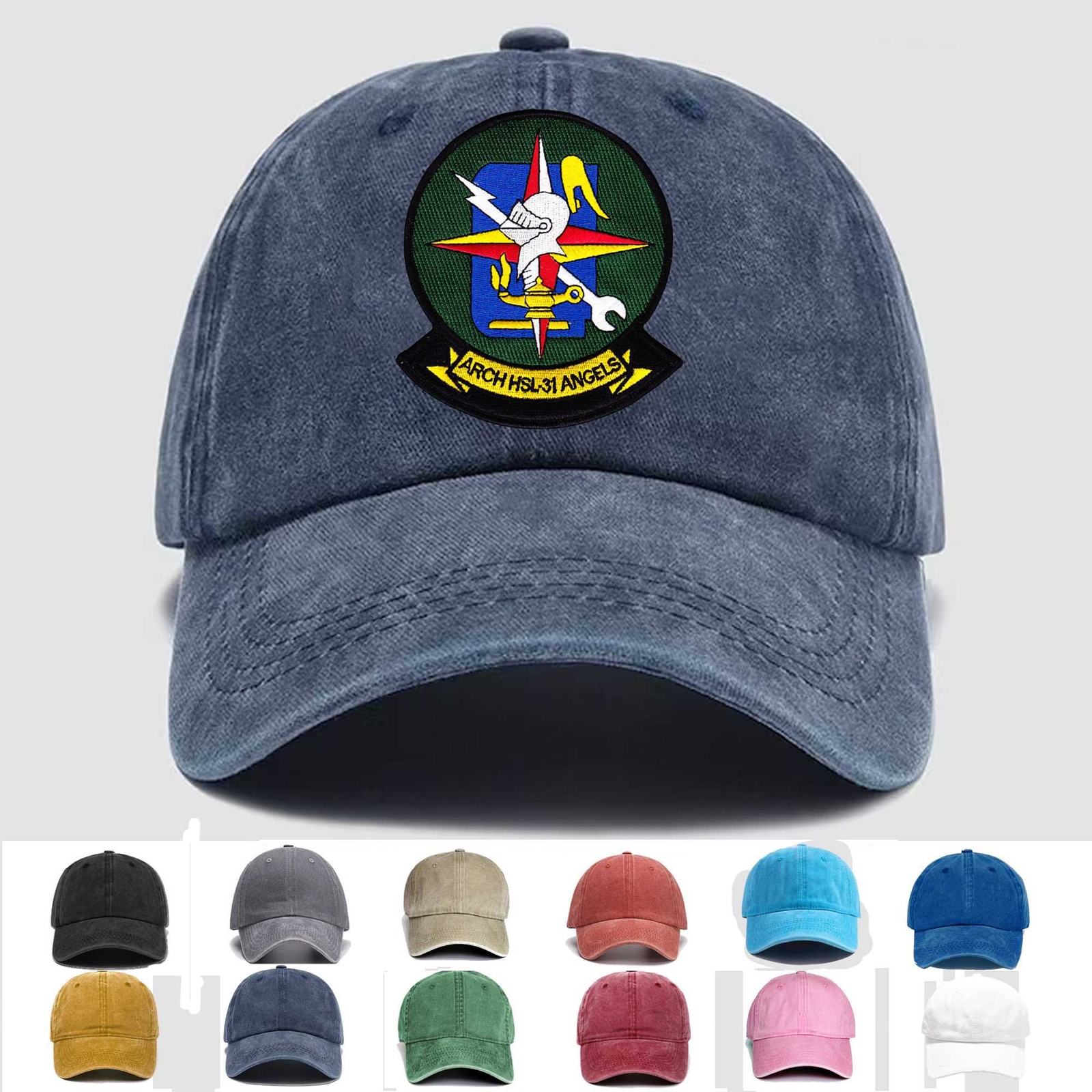 Custom Personalization Embroidered HSL-31 Arch Angels, Veteran Cap, Trucker Hat