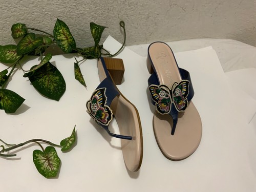 Brighton embroidered Butterfly Karina Azure Flip Flip/Sandals 8 M liknew - Picture 4 of 8