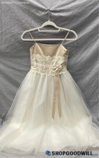 David's Bridal Ivory Rum Lace Dress Size 10 Ivory/Champagne Color