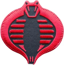 GI JOE COBRA COMMANDO LOGO BLACK & RED UNIFORM TACTICAL MORALE HOOK PATCH