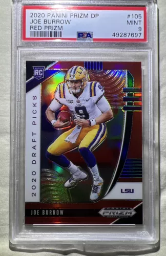 Joe Burrow 2020 Panini Prizm DP 105 RARE RED SP Prizm RC Rookie PSA 9 MINT 