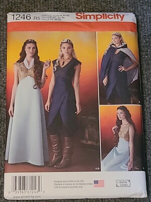 Simplicity Pattern 1246 Game of Thrones Costume Plus Sz 14-22 Uncut & Unused