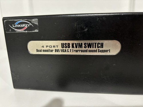 UNTESTED Linkskey 4 PORT USB KVM SWITCH Dual Monitor DVI & 7.1 Surround Sound - Picture 3 of 10