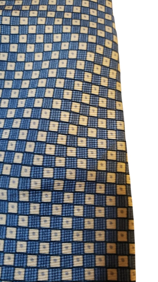 Tommy Hilfiger Corbata Cuello Para Hombre Azul Blanco Dos Tonos Cuadrado Lunares Lujosa Seda Foto 2 de 4