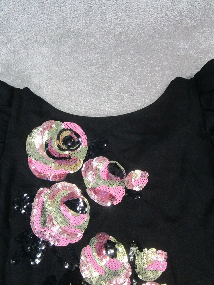 Vestido Kate Spade para mujer 14 negro floral lentejuelas * Foto 2 de 4