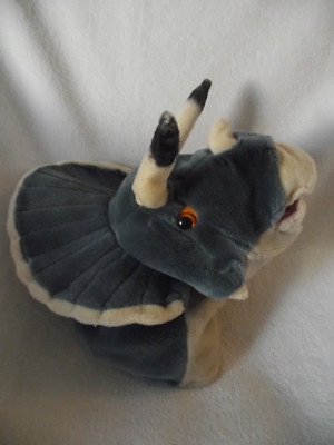 DINOSAURIER HANDPUPPE, STOFFTIER TRICERATOPS - 12 ZOLL - K&M TOYS