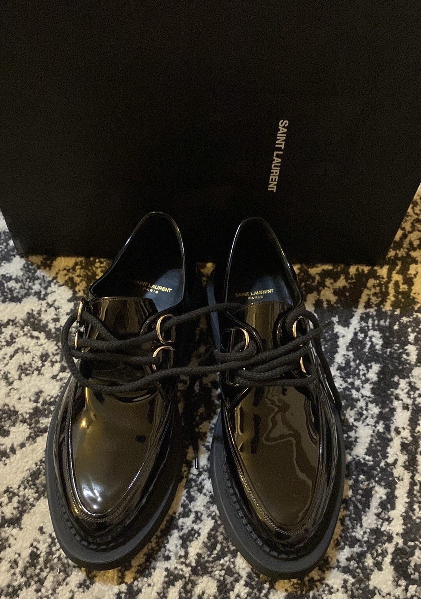 Saint Laurent Teddy 10 Lace Up Vernice Grupy Loafers size 