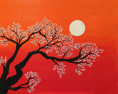 ''Cherry Blossom'' original painting abstract modern art (C. Müller)