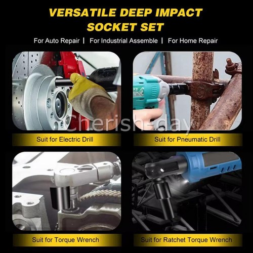 1/2" Drive x 24mm Deep Impact Socket CR-V Steel 8" Length 6-Point Metric Sizes - Picture 3 of 7