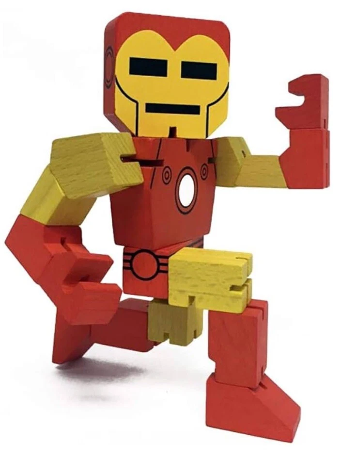 MARVEL WOOD WARRIORS IRON MAN 8 INCH ACTION FIGURE & STATUE - Image 3 of 3