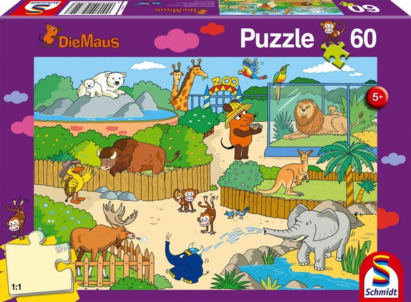 60 Teile Schmidt Spiele Kinder Puzzle Die Maus Im Zoo 56349-image