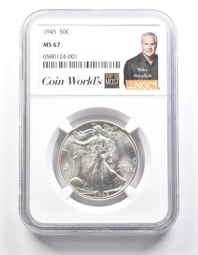 1945 Walking Liberty Half Dollar Miles Standish MS67 NGC *1395