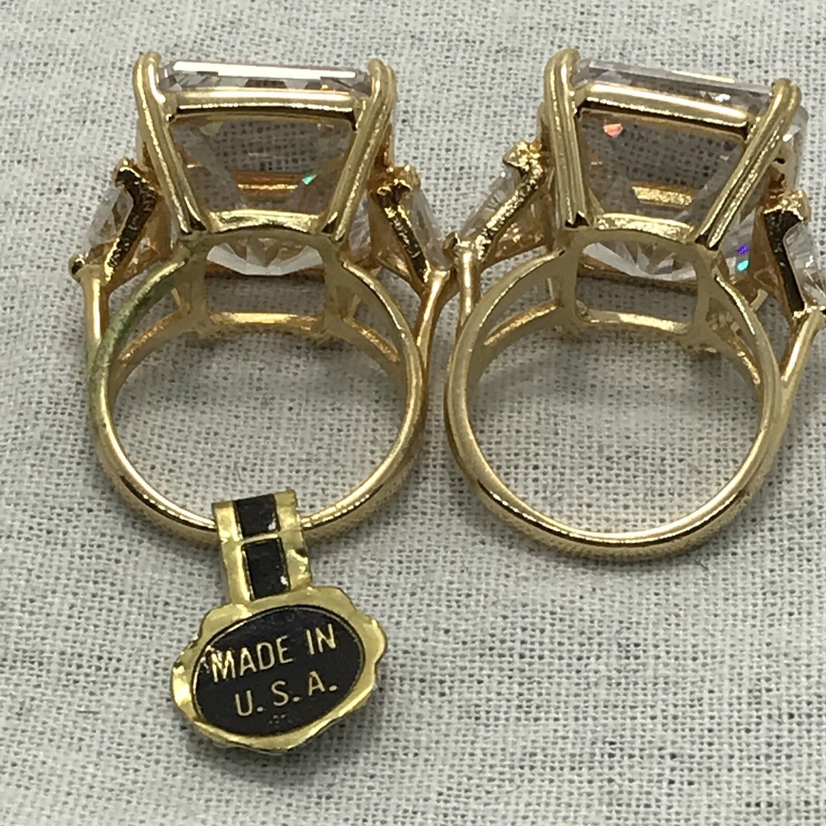 Vintage 18K GE Yellow Gold and Clear Cubic Zirconia's In