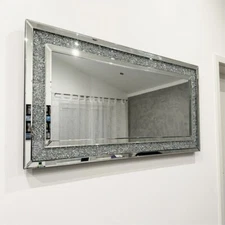 ARTLOGE Crystal Crush Diamond Wall Mirror Large Silver Full Length Mirrors Decor