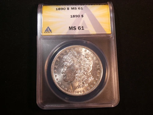 1890 Morgan Silver Dollar  -  MS 61 professionally graded by ANACS