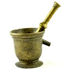 CIRCA 1800'S ANTIQUE HEAVY BRASS MORTAR AND PESTLE 5.7 lbs