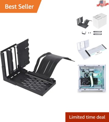 Toolless Vertical GPU Mounting Kit with PCIe 4.0 Riser Cable - Black Elegance