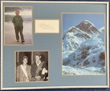 Mount Everest explorer legend EDMUND HILLARY hand signed framed mount