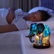 Stained Glass Animal Night Light - Retro Creative Table Lamp for Bedroom UK