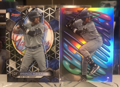 Brando Mayea LOT (2) 2023 Bowman's Best Chrome Refractor RC Yankees Shellacked