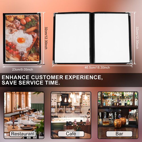2Pcs Menu Covers Clear Restaurant Menu Holder 8 View Fits A4 Size Paper DEE - Picture 3 of 11