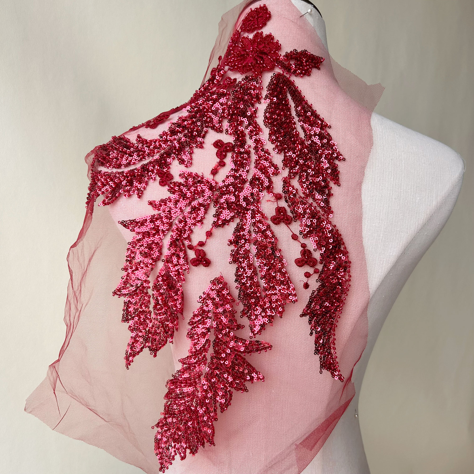 Wedding Dress Embroidery Tulle DIY Trim Phoenix Beaded Bridal Gown Lace Applique thumbnail 2