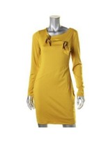 GUESS Ladies L/s Adelia Knotted Sheath Dress, Yellow, Sm.