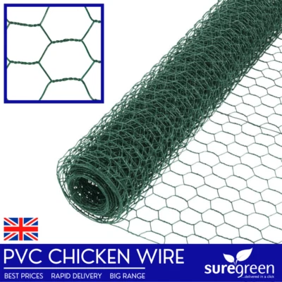 Suregreen PVC coated Galvanised Chicken/Rabbit Wire, different sizes and gauges