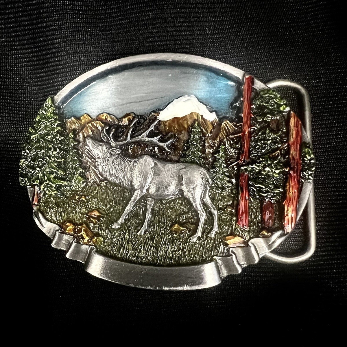Vintage 1986 Bull Elk Siskiyou Belt Buckle Co. Inc Brass W 
