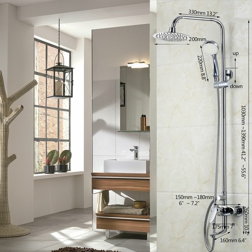 Kit rociador manual de ducha de lluvia grifo montado en la pared mezclador LED de 8"" para baño - Imagen 4 de 11