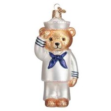 Old World Christmas Navy Bear Ornament w