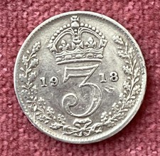 1918 Silver Threepenny Piece.  Excellent condition Collectors Item.