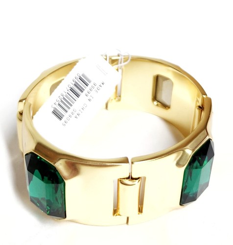 J.Crew Baguette Statement Bracelet Verdigris Green Gold Plated Brass BS899 NWT - Picture 7 of 21