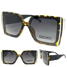 Oversized Classy Elegant Retro Style SUN GLASSES Large Big Square Tortoise Frame