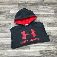 UNDER ARMOUR Graphic Print Black Hooded Sweatshirt Hoodie Youth Size Small