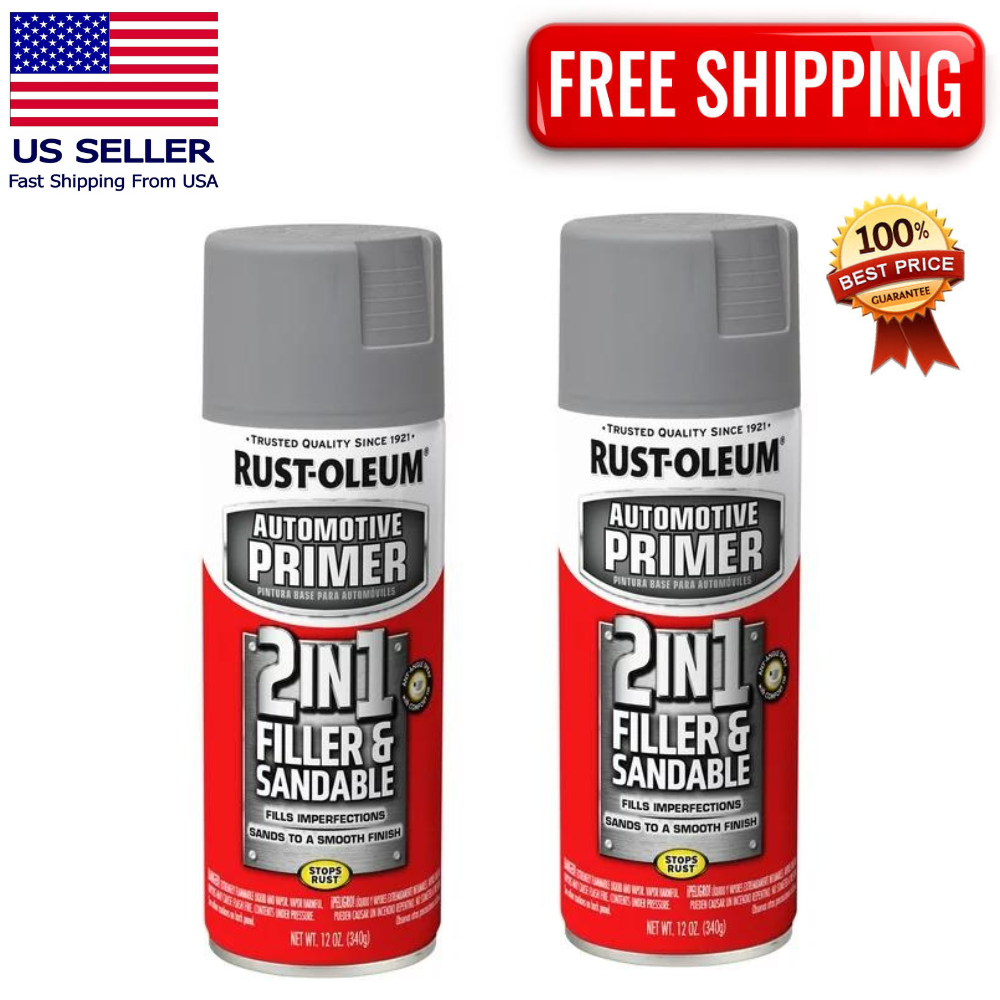 2 Pack RustOleum Automotive 2 in 1 Filler Sandable Primer Spray Paint