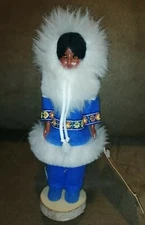 Vintage Eskimo Inuit Yupik The People of the North Doll on Wood Base 8" Canada