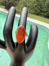 Native Artisan Spiny Oyster Sterling Silver Statement Ring signed solid back NWT