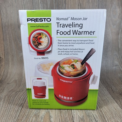 #ad NEW Presto Nomad Electric Traveling Food Mason Jar Lunch Warmer 06015 Red u 15E $34.88